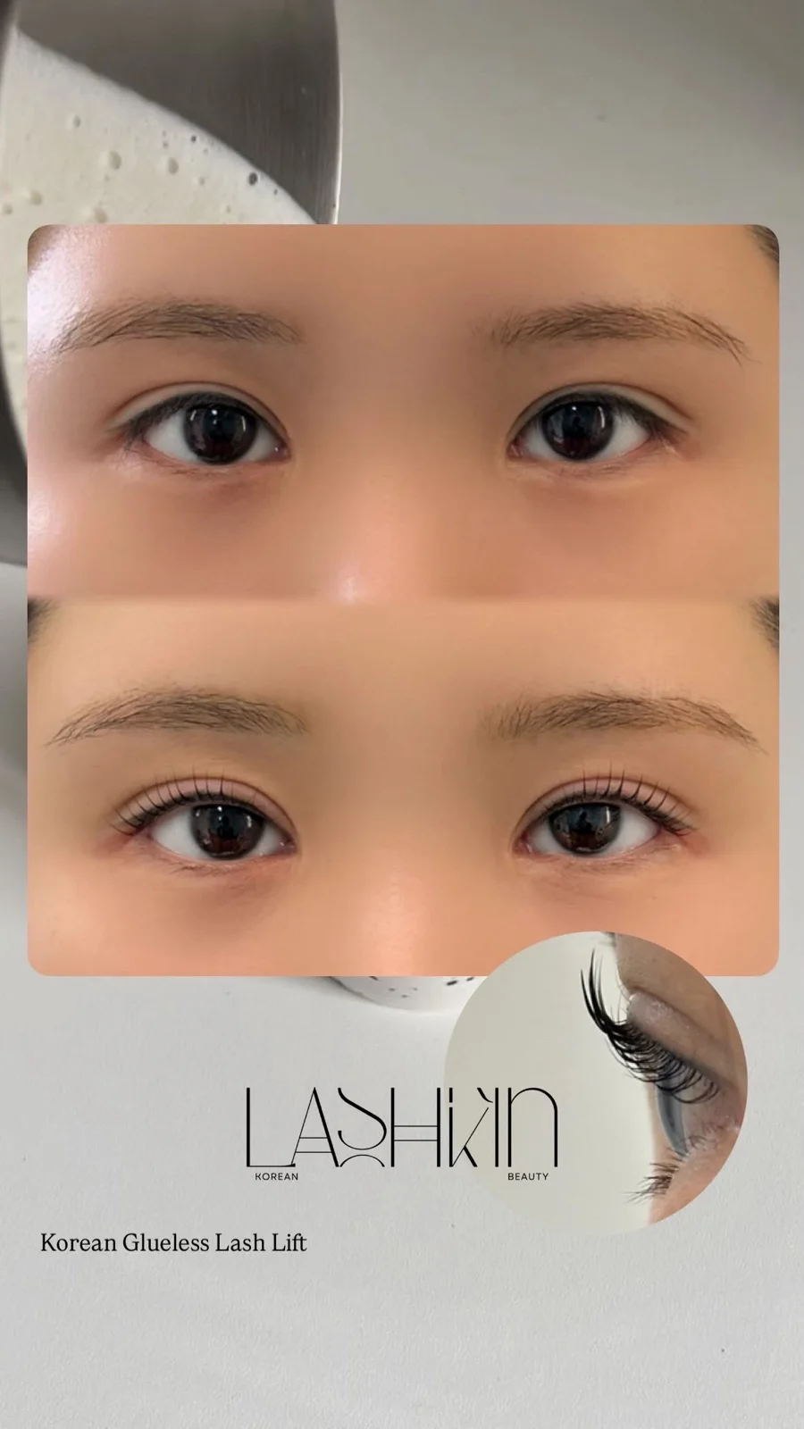 Before and after lash lift